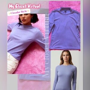 SHEIN Lavender Ribbed Long-Sleeve Crew Top